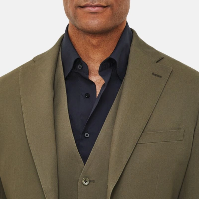 Olive Green Suit: Sharp Style for the Modern Man. A Classy Three-Piece Suit.