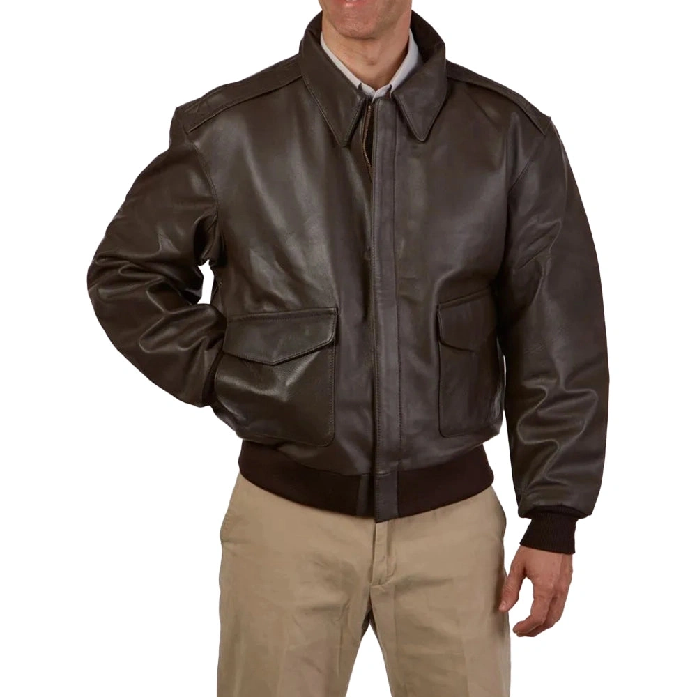 Vintage Aviator Bomber Jacket: Distressed Brown Leather, Timeless Style.