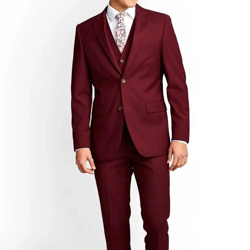 Maroon Magic: A Berlin Notch Lapel Suit for the Modern Man's Edge.
